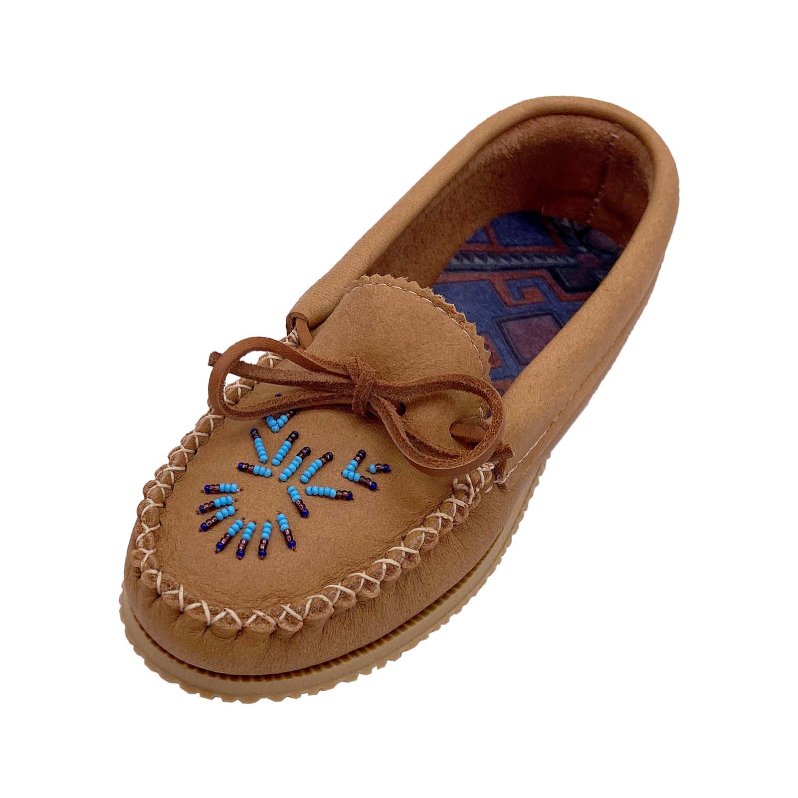 Women s Traditional Style Beaded Moccasin Shoes with Hard Outdoor Sole