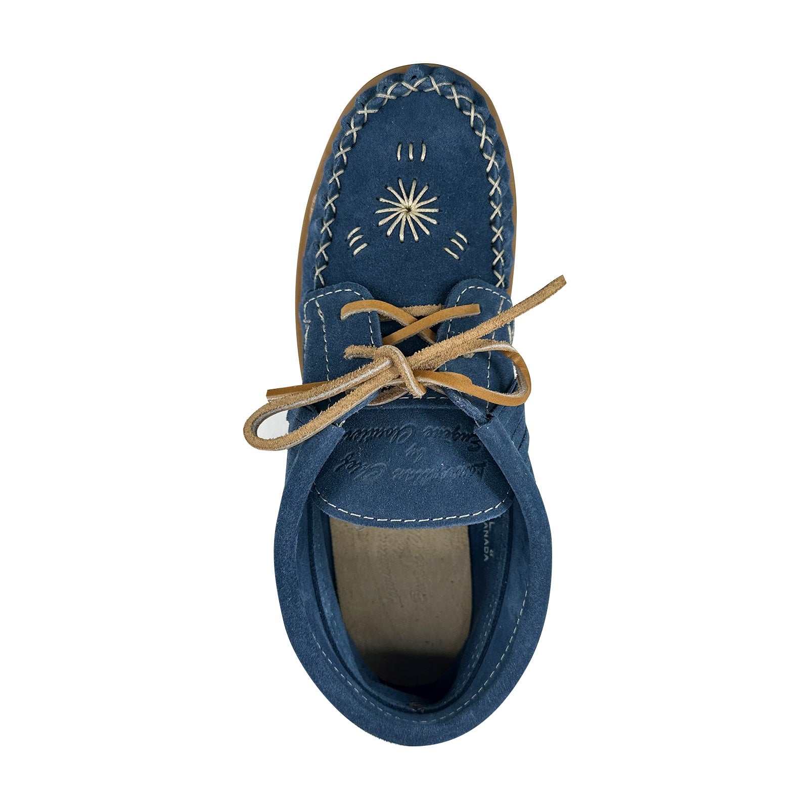 Women's Blue Suede Fringed Moccasin Shoes