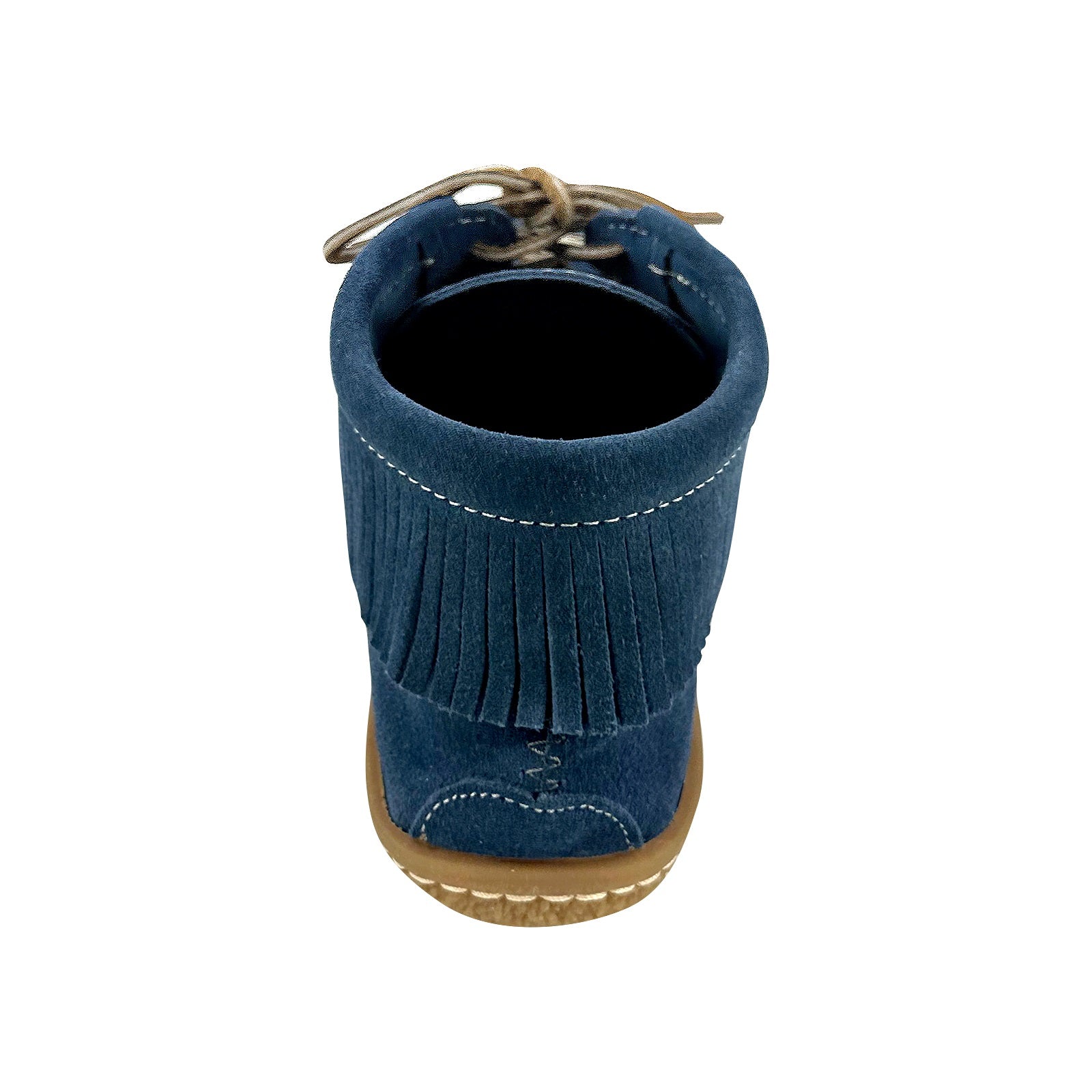 Women's Blue Suede Fringed Moccasin Shoes