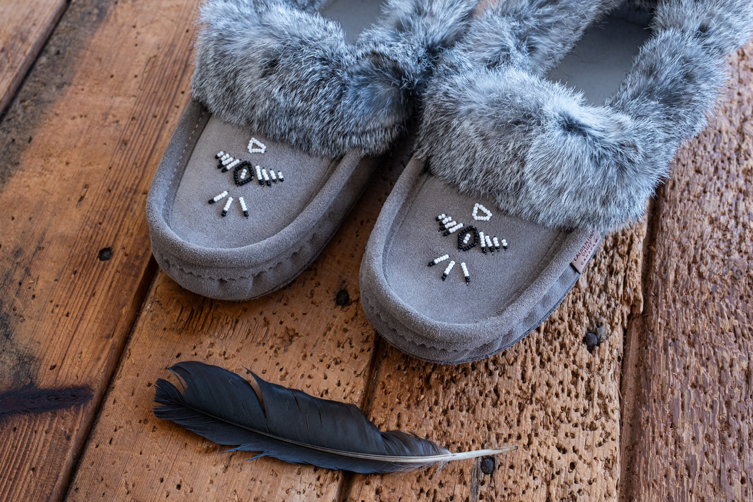 Furry moccasin slippers sale