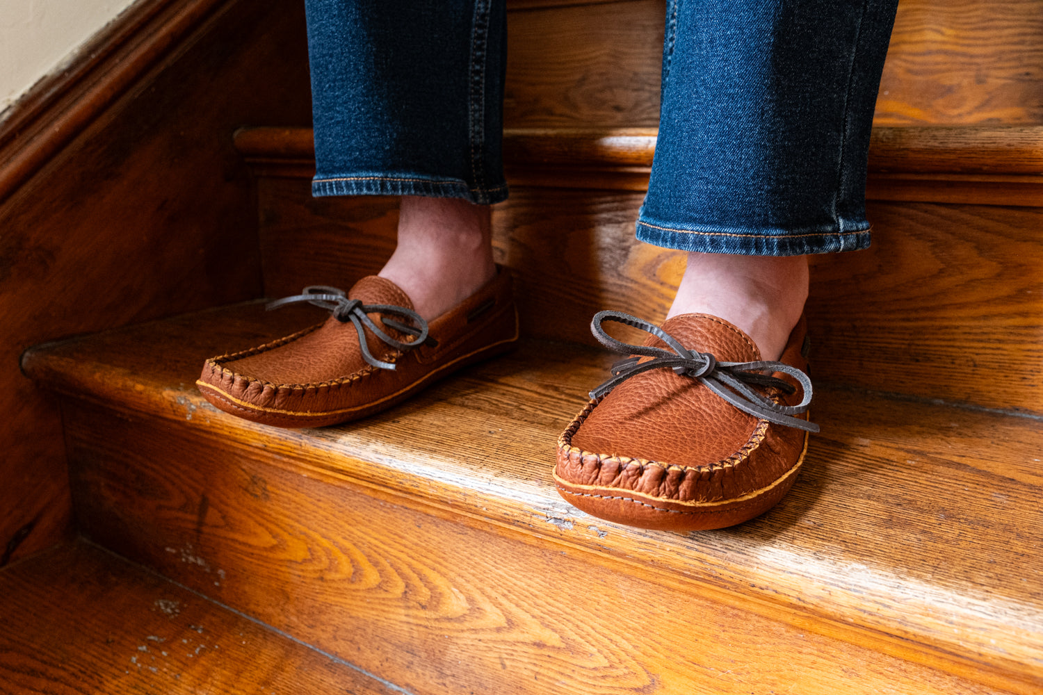 Men's Brown Wide Leather Moccasins