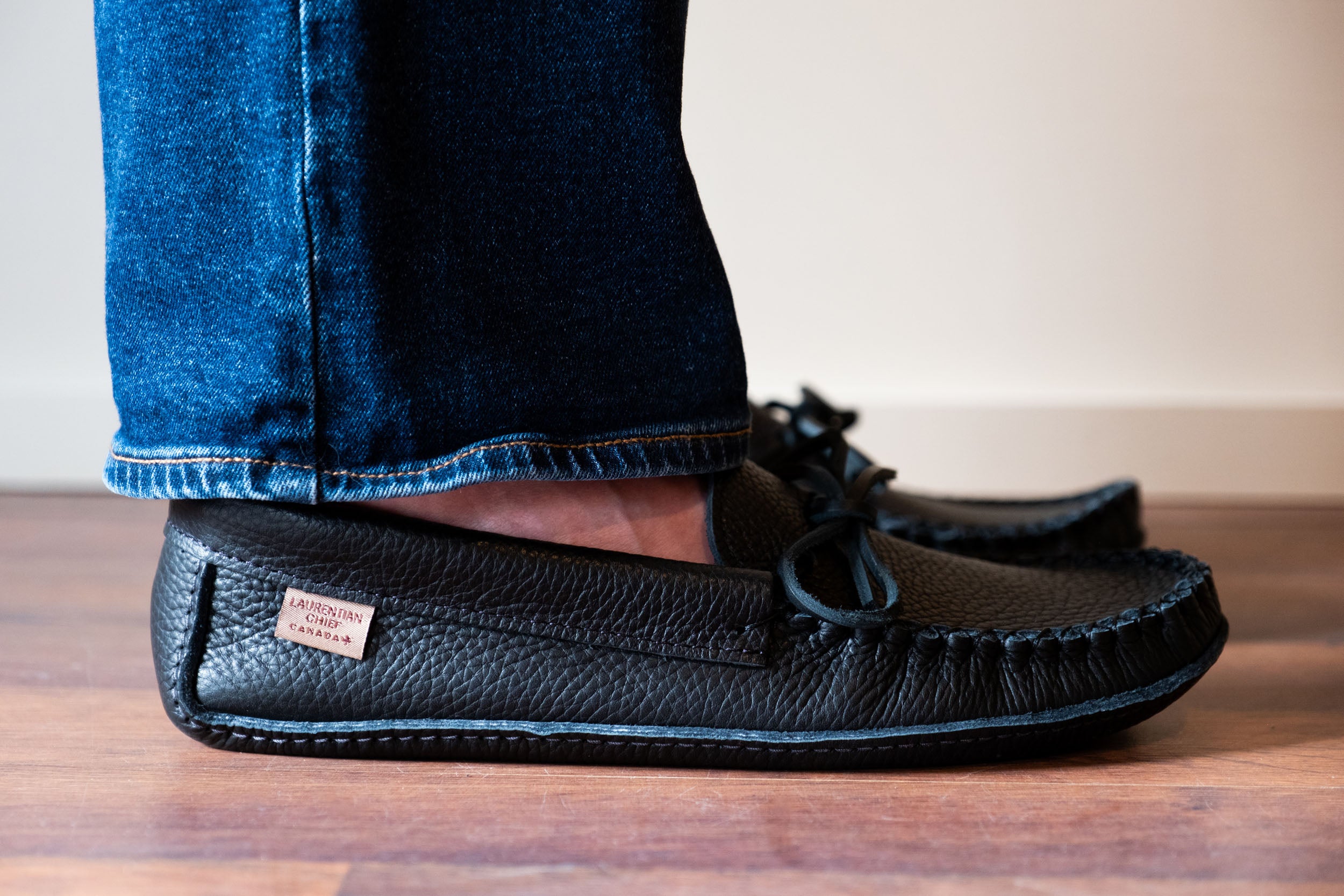 Men's Black Leather Moccasins