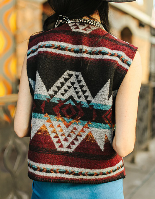 Aztec Wool Concho Button Vest