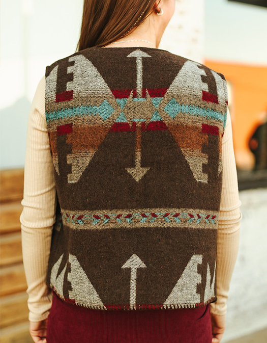 Aztec Wool Concho Button Vest