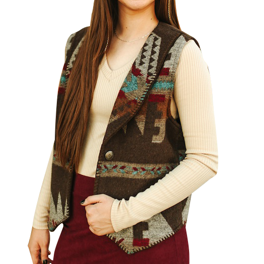 Aztec Wool Concho Button Vest