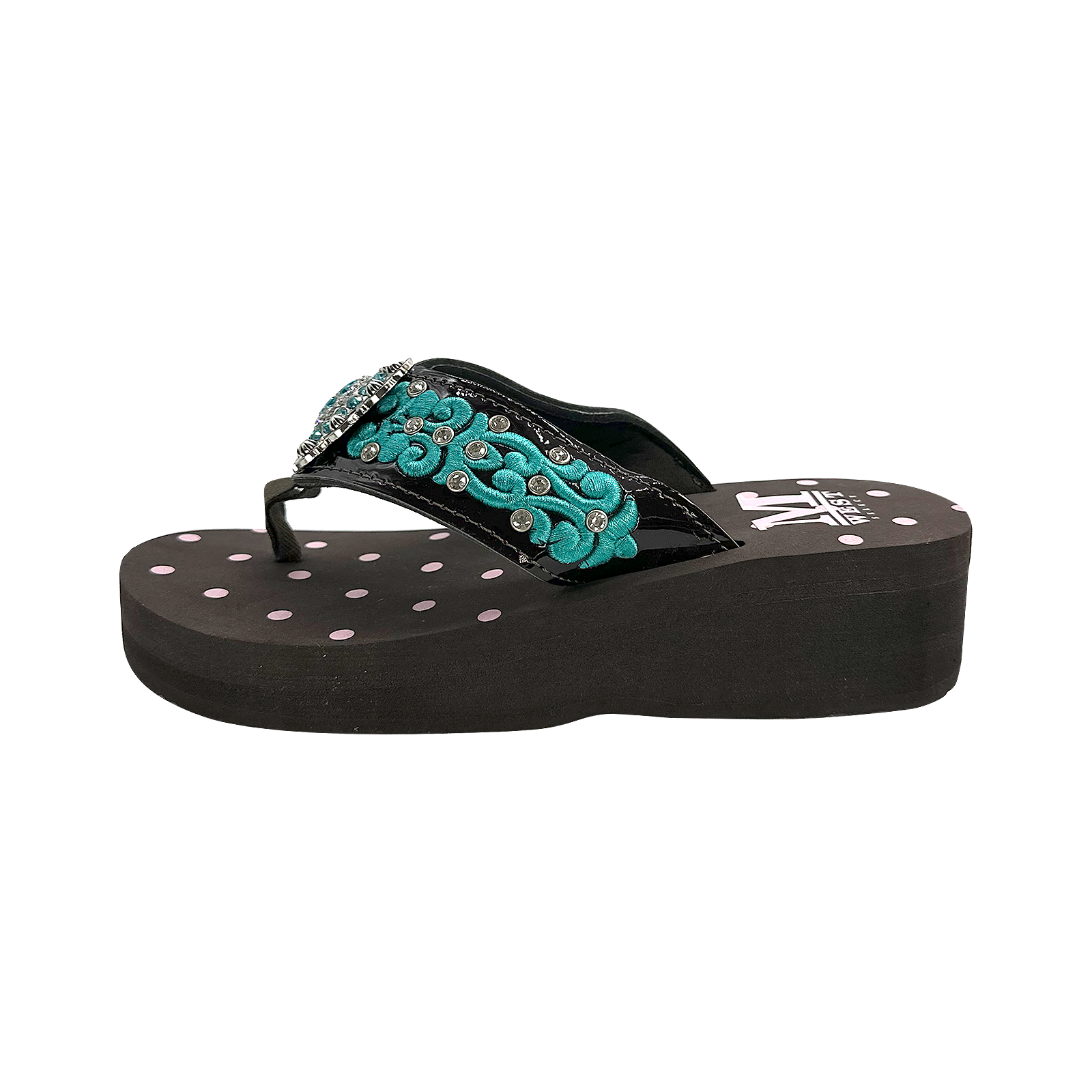 Women's Embroidered Wedge Flip-Flops