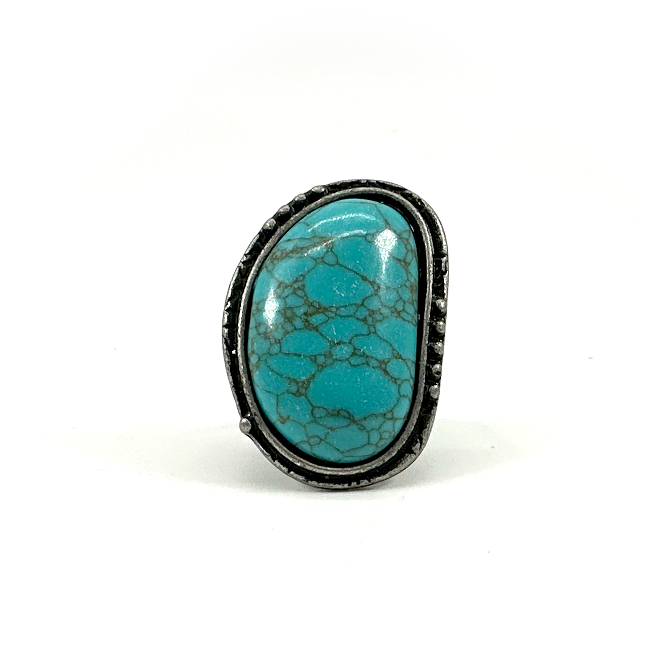 Silver Oval Adjustable Turquoise Ring