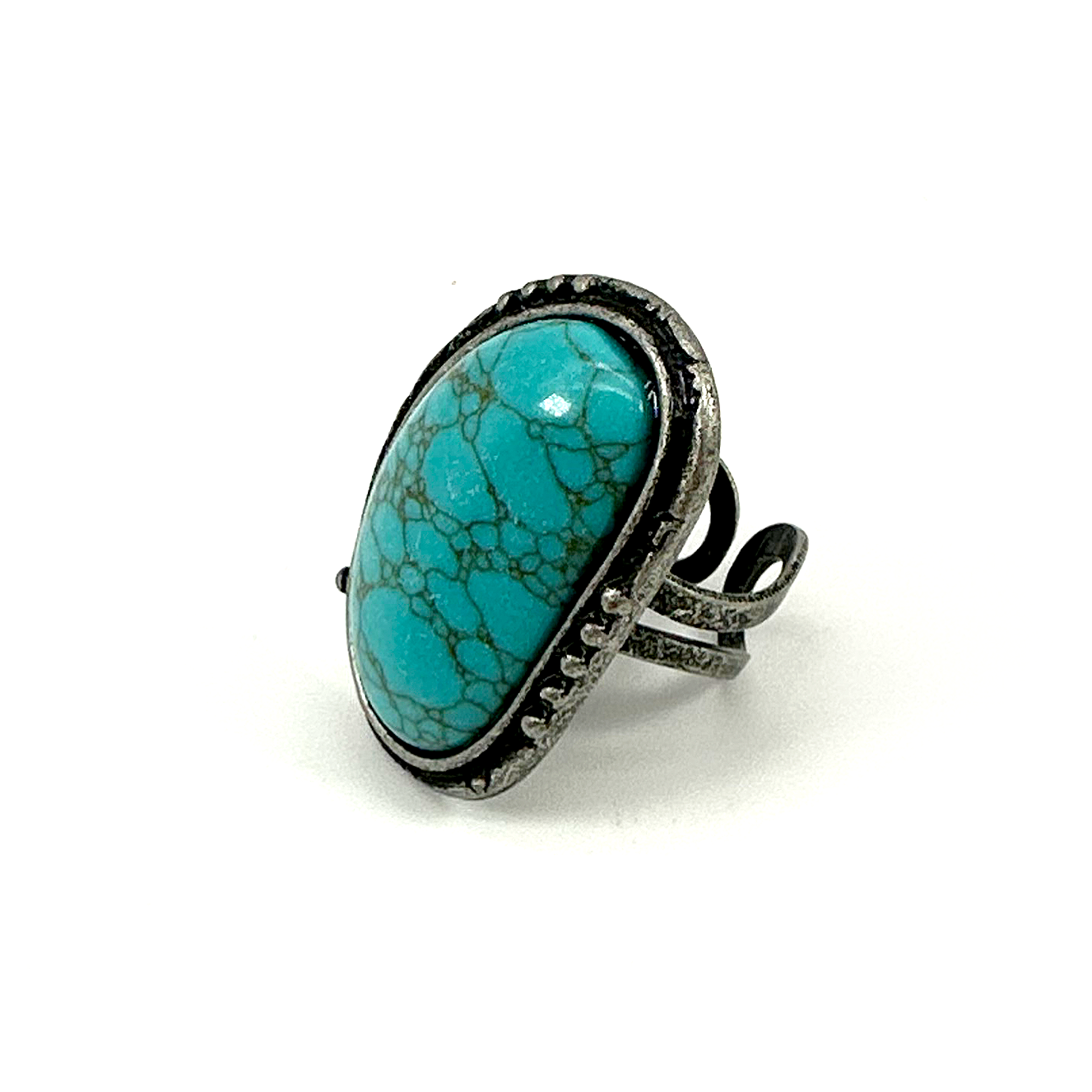 Silver Oval Adjustable Turquoise Ring