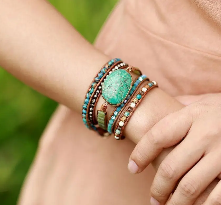 Semi-Precious Stones Wrap Bracelets