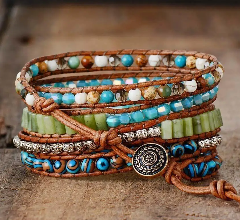 Semi-Precious Stones Wrap Bracelets