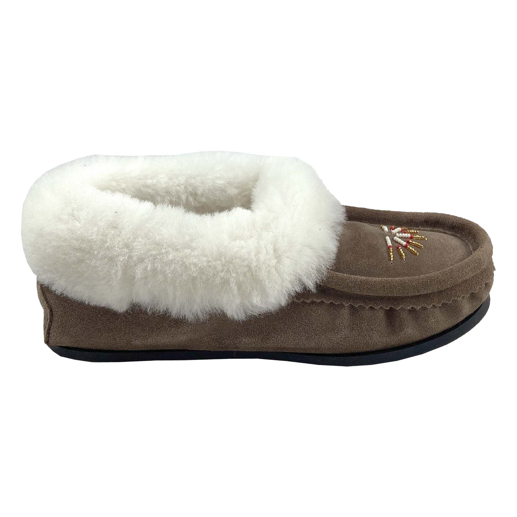 Women's Beaded Crepe Sole Sheepskin Moccasins