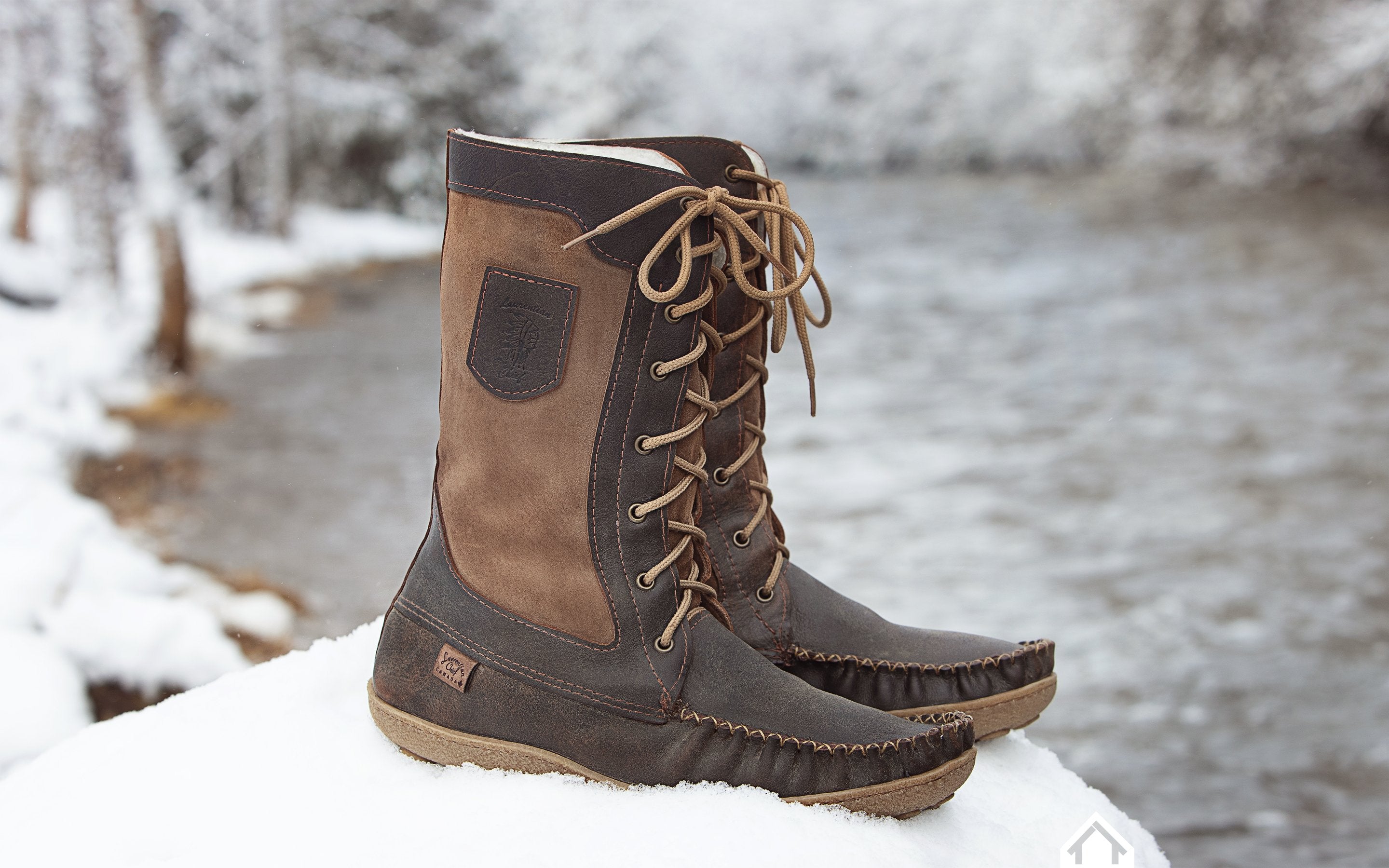 Men s 12 Snowshoe Old Brown Insulated Mukluk Winter Moccasin Boots