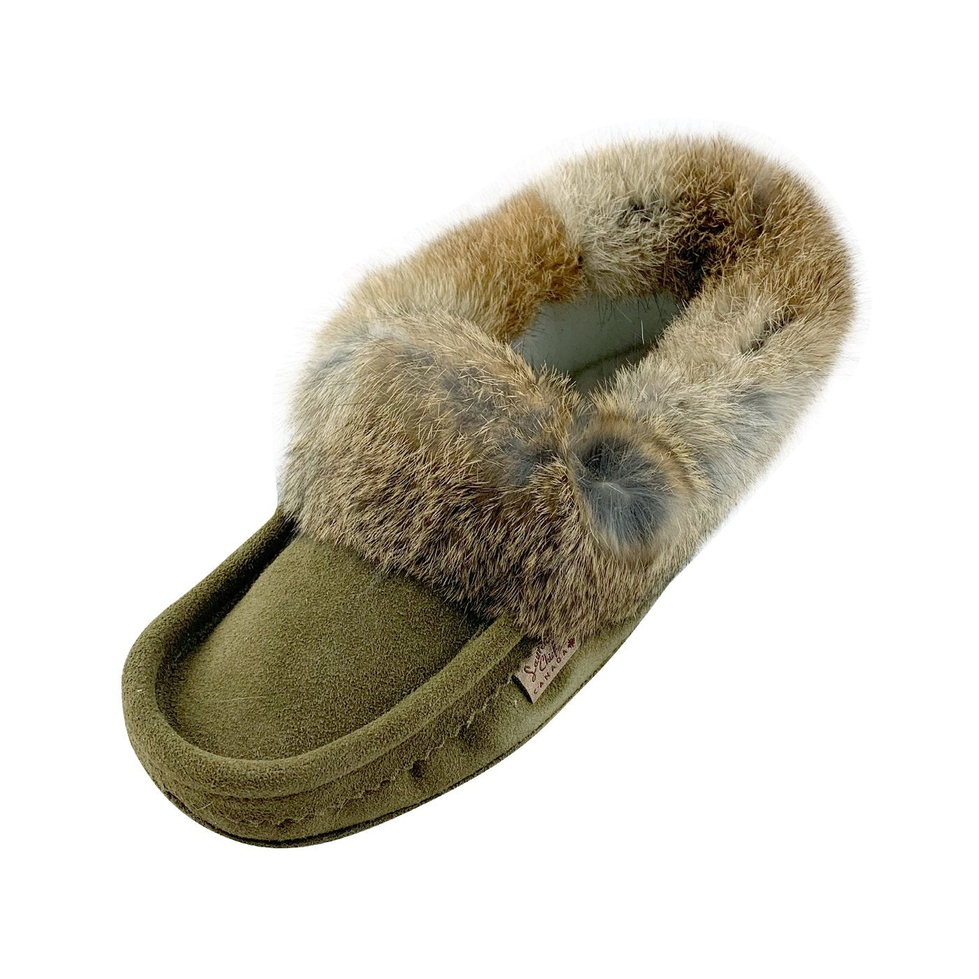 Sheepskin Slippers with Rabbit Fur Trim-Natural