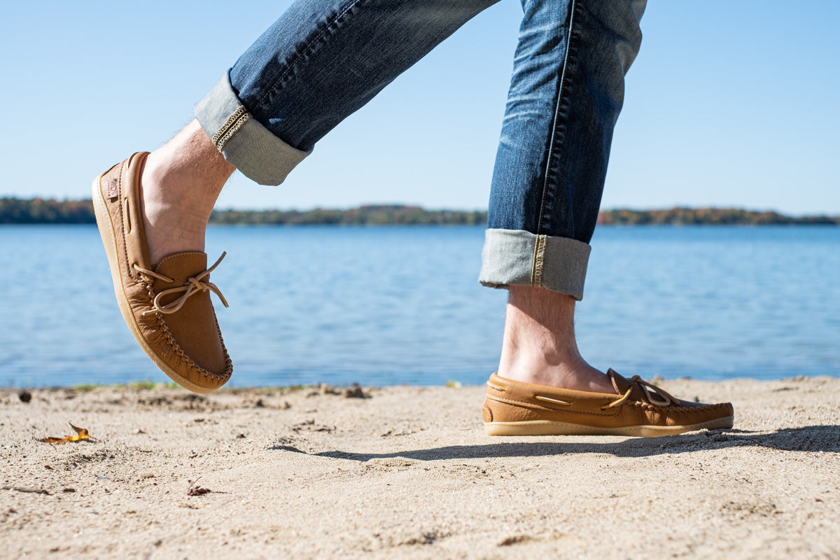 Men s Earthing Moccasin Shoes with Copper Rivet Rubber Soles