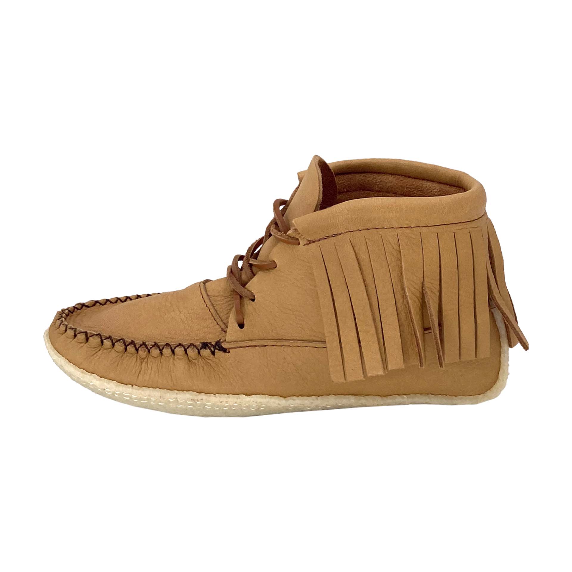 Men's Fringed Earthing Moccasin Boots with Copper Rivet Crepe Soles