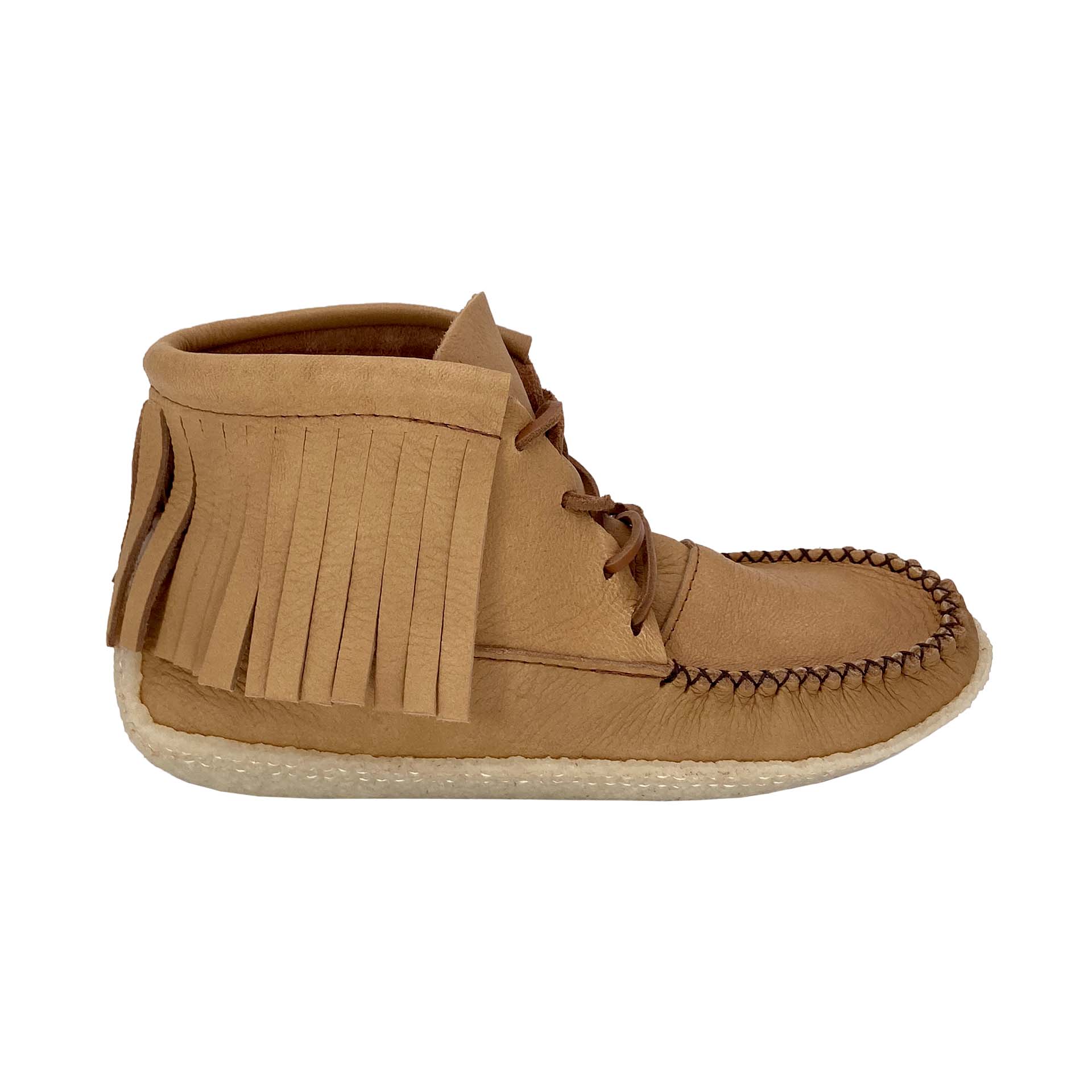 Men's Fringed Earthing Moccasin Boots with Copper Rivet Crepe Soles